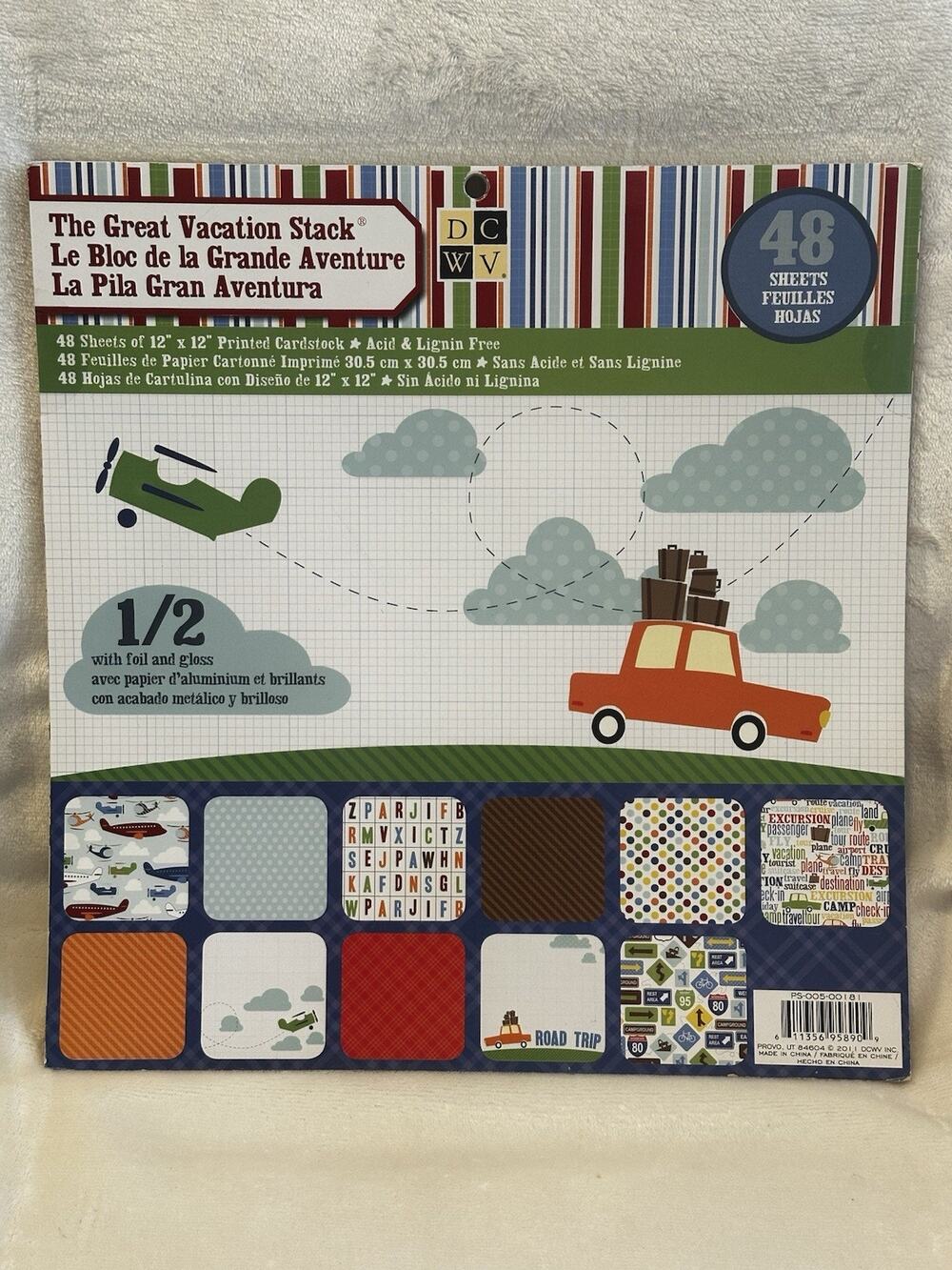 DCWV 12 x 12 Paper Pad The Great Vacation Stack 48 Sheets NEW Scrapbooking Craft